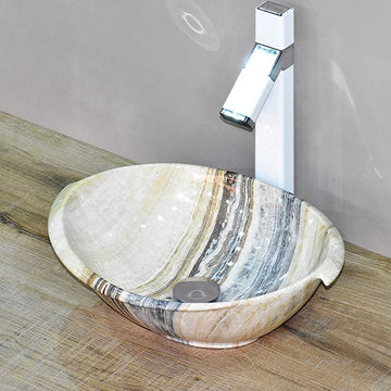 B Backline Ceramic Table Top, Counter Top Wash Basin Beige 41 x 32 CM