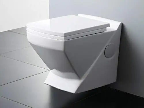 B Backline Ceramic Wall Hung or Wall Mounted Water Closet Western Commode Toilet with Soft Seat Cover White 21 X 15 X 17 Inches White