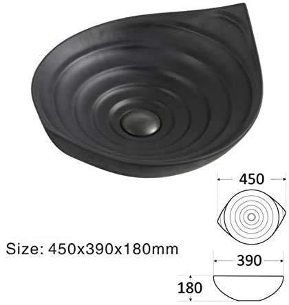Ceramic Premium Designer Table Top Over Counter Vessel Sink Wash Basin for Bathroom 16 x 13.5 x 6 Inch Black Matt - Bath Outlet