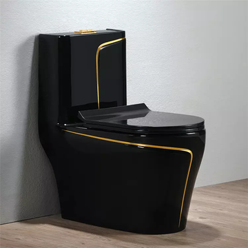 B Backline Floor Mounted One Piece Toilet Commode Rimless Syphonic Ceramic Western Toilet Design Water Closet Black Glossy