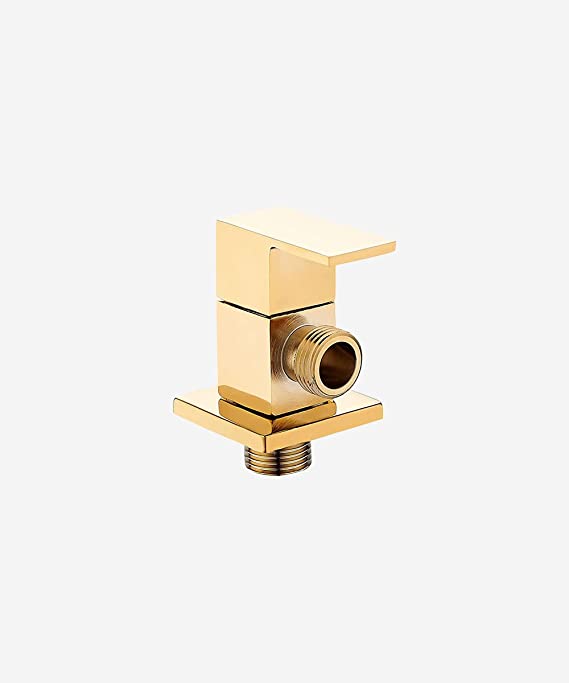 B Backline Brass Angle Valve Stop Cock with Wall Flange Gold