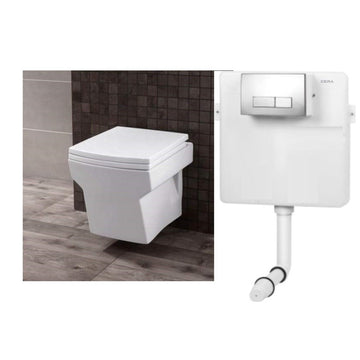 Combo Ceramic Wall Mount , Wall Hung Western Toilet Commode With Concealed Tank (Model 02)