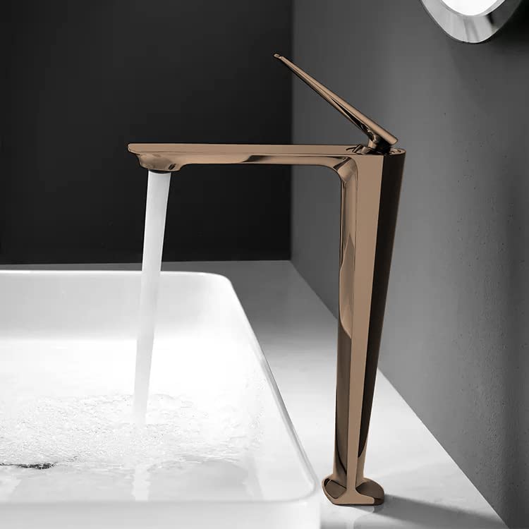 B Backline Single Lever Basin Mixer Tap Brass High Neck Long Body Sink Faucet For Bathroom Rosegold