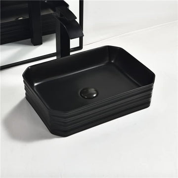 B Backline Ceramic Table Top, Counter Top Wash Basin 18 X 15 X 6 Inch Black Matt