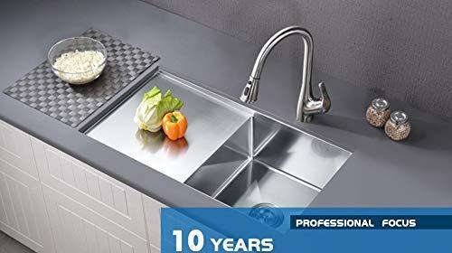 Kitchen Sink, 1.2 mm Thickness, Handmade Kitchen Sink (Silver) 36 x 18 x 8 Inch With Drainboard - Bath Outlet