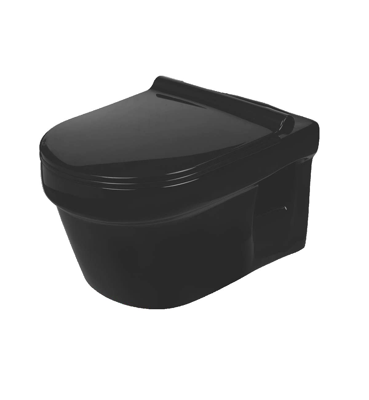B Backline Ceramic Wall Mount Wall Hung Western Toilet Rimless Commode 20 X 14 X 13 Inches Black Glossy