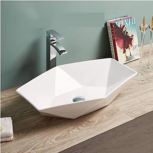 B BacklineCeramic Table Top, Counter Top Wash Basin White 24 X 15 X 5 Inches