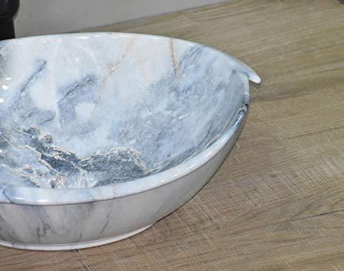 Ceramic Premium Designer Table Top Wash Basin for Bathroom 16 x 13 x 6 Inch Oval Shape in Blue Color - Bath Outlet