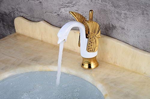 Buy Brass Wash Basin Hot & Cold Basin Mixer Tap White Gold Color at Bathoutlet.in