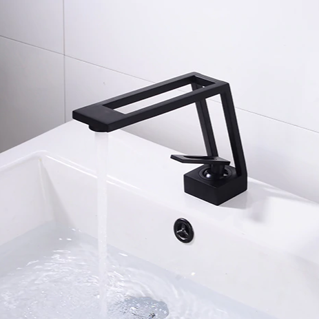 Luxury Square Shape Brass Basin Sink Faucet Bathroom Single Hole Basin Mixer Hot & Cold Wash Basin Tap - Bath Outlet