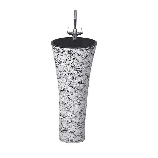 B Backline Ceramic Pedestal Wash Basin Free Standing  Round 15 Inch