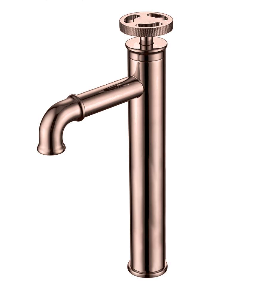 B Backline Single Lever Basin Mixer Tap Brass High Neck Long Body Sink Faucet Rose gold