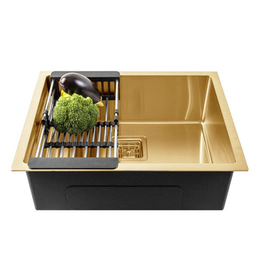 B Backline 304 Grade Stainless Steel Single Bowl Kitchen Sink Inches Gold Color
