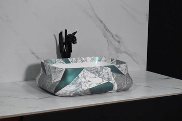 B Backline Ceramic Table Top, Counter Top Wash Basin 18.3 X 14.3 X 5.3 Inches