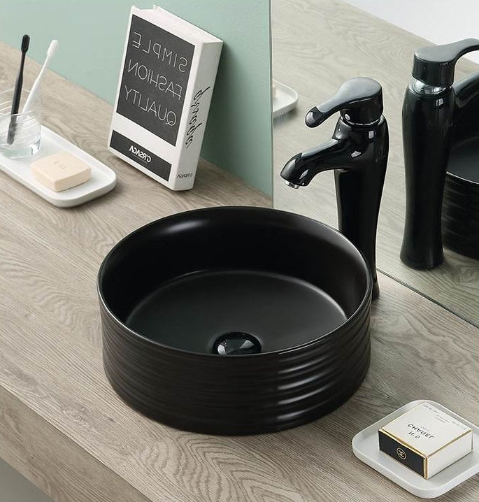B Backline Ceramic Table Top, Counter Top Wash Basin 40 x 40 cm Black Matt