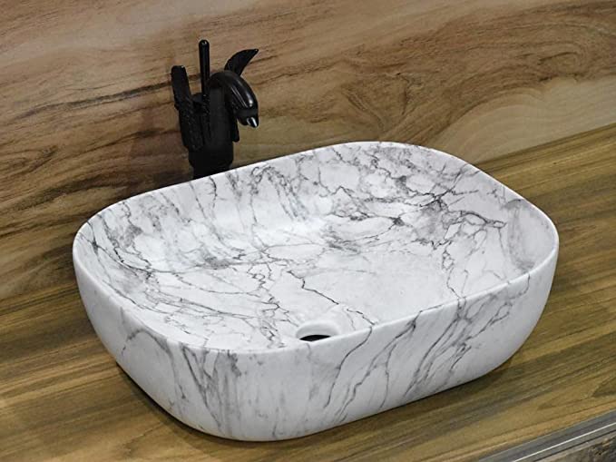 B Backline Ceramic Table Top, Counter Top Wash Basin 22 X 16 X 5.5 Inch