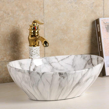 B Backline Ceramic Table Top, Counter Top Wash Basin 16 X 13 X 6 Inches