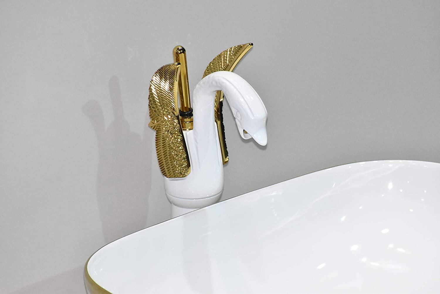 Designer Ceramic Wash Basin Vessel Sink Over or Above Counter Top Wash Basin for Bathroom Rectangle Shape Golden White 45.5 X 32 X 13.5 cm Only Wash Basin - Bath Outlet