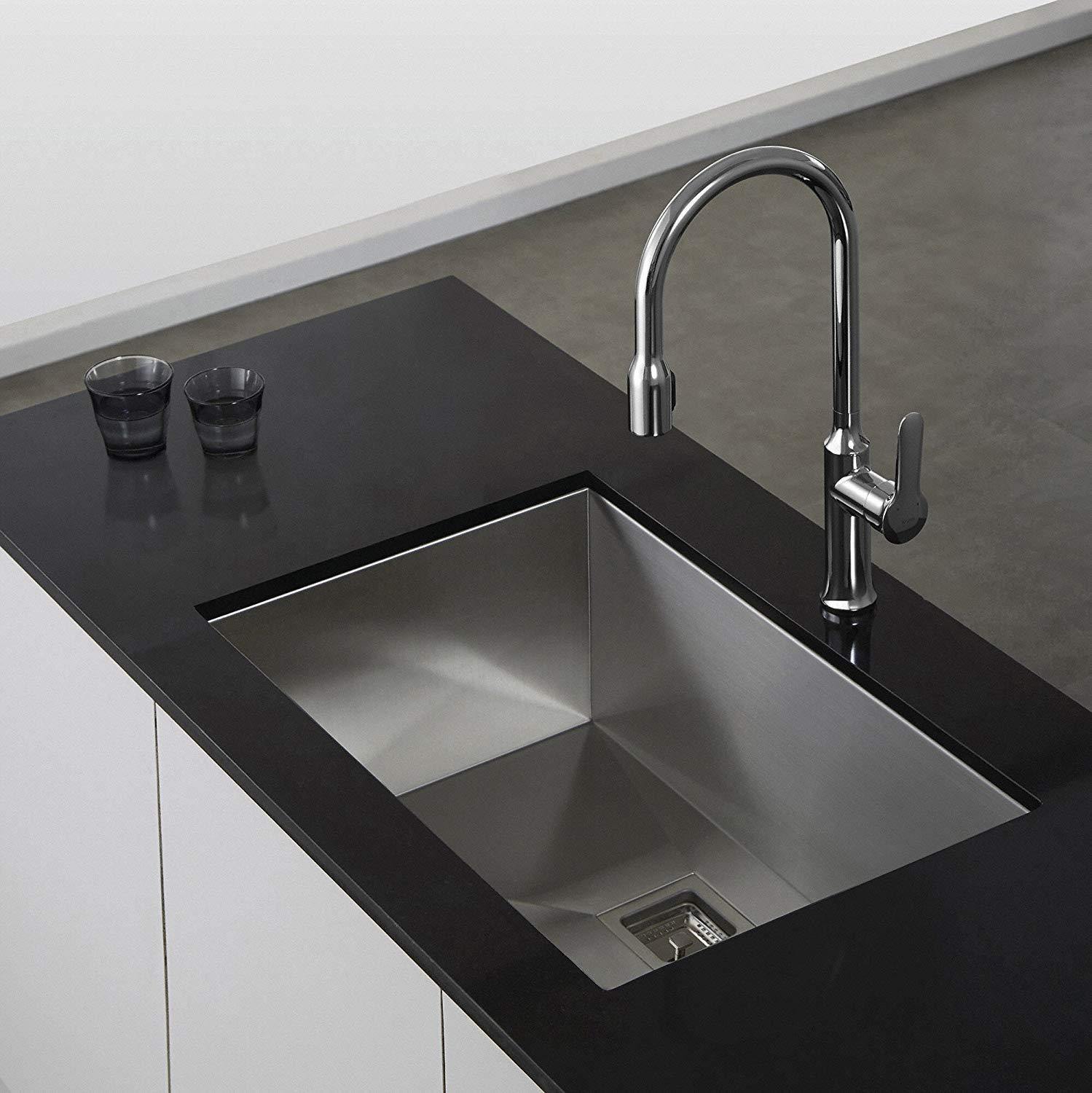 Kitchen Sink, 1.2 mm Thickness, Handmade Kitchen Sink (Silver) 18 x 16 x 8 Inch - Bath Outlet