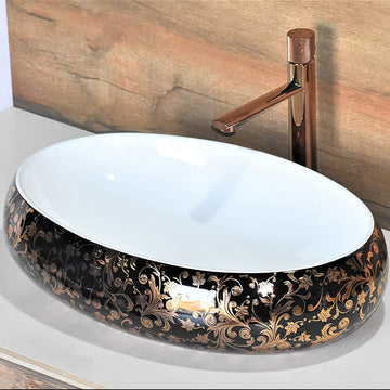 B Backline Ceramic Table Top, Counter Top Wash Basin 60 x 40 CM Black