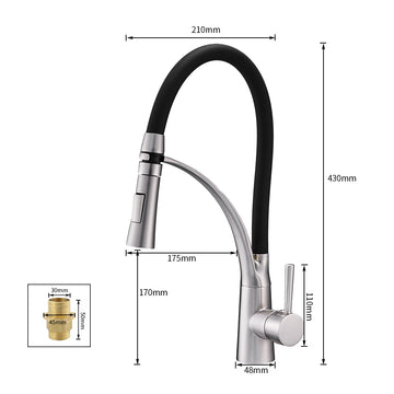 B Backline Brass Kitchen Sink Tap Faucet 2 Flow System Cold Hot Water Mixer Pull Down Kitchen Faucet (Chrome Finish) (Black)