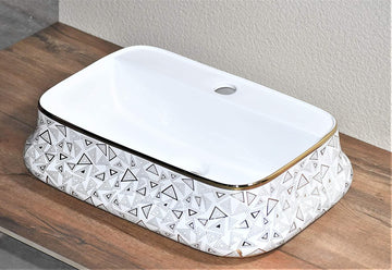 B Backline Ceramic Table Top, Counter Top Wash Basin Gold 20 x 14 Inch