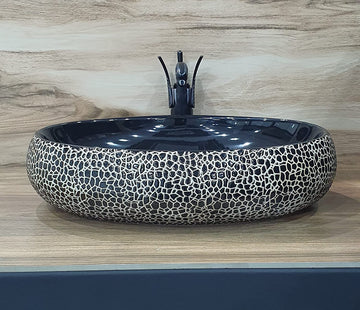 B Backline Ceramic Table Top, Counter Top Wash Basin 24 X 16 X 5.5 Inch