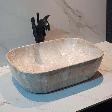 B Backline Ceramic Table Top, Counter Top Wash Basin 18 X 13 X 5.5 Inch