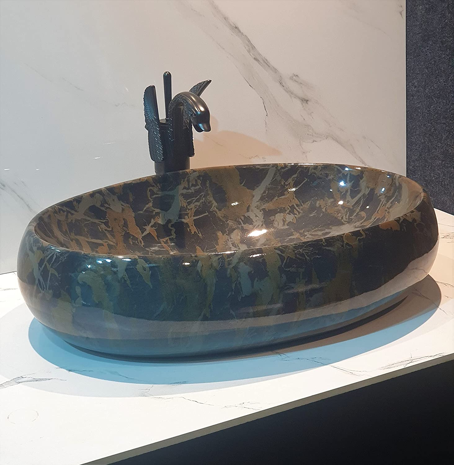 B Backline Ceramic Table Top, Counter Top Wash Basin 24 X 16 X 6 Inch