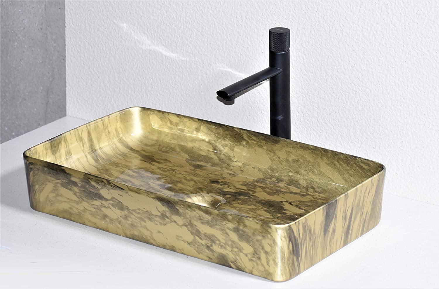 Ceramic Premium Desisgner Table Top Over Counter Vessel Sink Wash Basin for Bathroom 24 X 14 X 5 Inch Greenish Basin For Bathroom - Bath Outlet