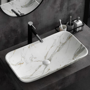 B Backline Ceramic Table Top, Counter Top Wash Basin 28 X 16 X 5.5 Inch
