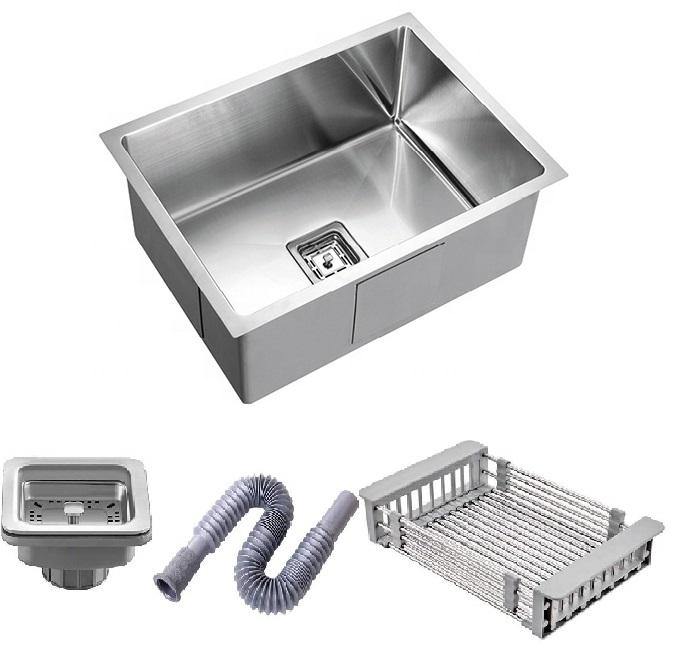 Kitchen Sink, 1.2 mm Thickness, Handmade Kitchen Sink (Silver) 21 x 18 x 8 Inch - Bath Outlet