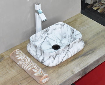 B Backline Ceramic Table Top, Counter Top Wash Basin 46 x 36 CM Grey