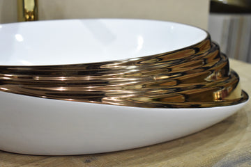 B Backline Ceramic Table Top, Counter Top Wash Basin Gold 52 x 38 CM