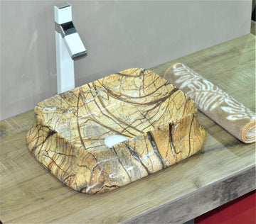 B Backline Ceramic Table Top, Counter Top Wash Basin 46 x 36 CM Brown