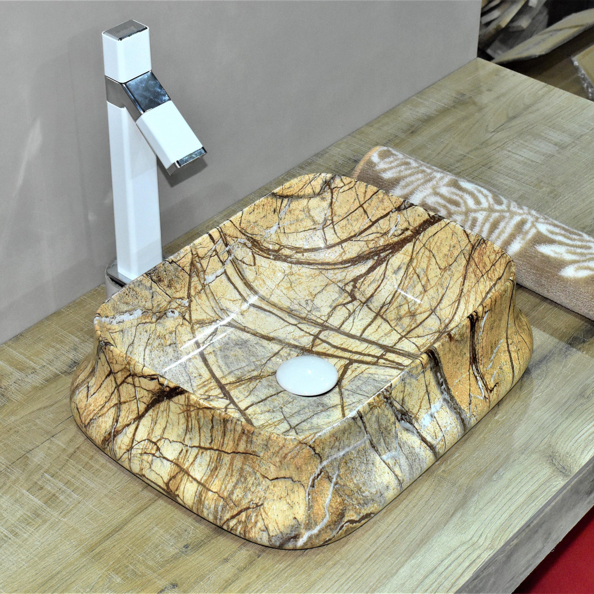 Table Top Designer Wash Basin / Vessel Sink For Bathroom 46 x 36 x 14 Cm - Bath Outlet