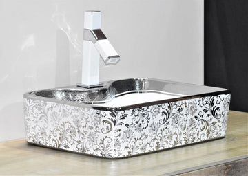 B Backline Ceramic Table Top, Counter Top Wash Basin Silver 48 x 37 CM