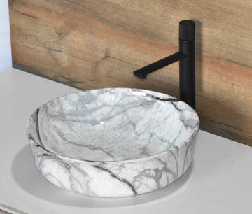 B Backline Ceramic Table Top, Counter Top Wash Basin 16 x 16 Inch Grey