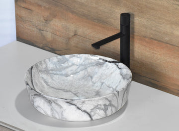 B Backline Ceramic Table Top, Counter Top Wash Basin 16 x 16 Inch Grey