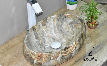 B Backline Ceramic Table Top, Counter Top Wash Basin Green 60 x 40 CM