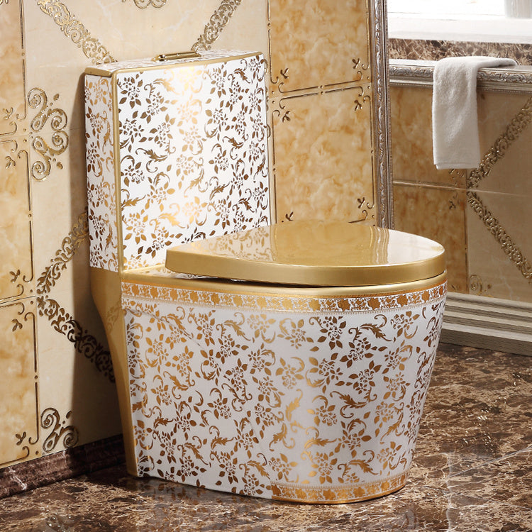 B Backline Ceramic Western One-Piece Toilet Commode Golden Color S-Tra