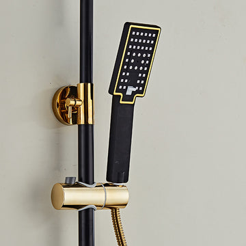 B Backline  Luxury Shower Panel With Set Rainfall Shower For Bathrooms (Black Gold)