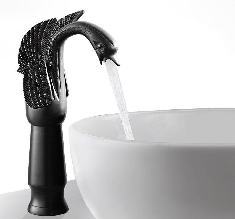 Buy Brass Wash Basin Hot & Cold Tall Basin Mixer Tap Black Color at Bathoutlet.in