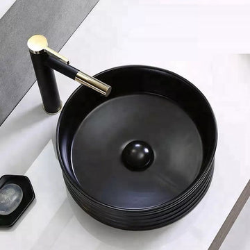 B Backline Ceramic Table Top, Counter Top Wash Basin 40 x 40 cm Black Matt