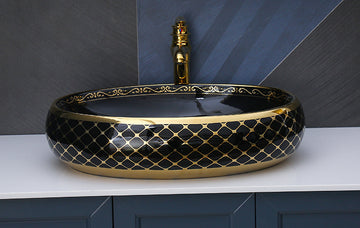 B Backline Ceramic Table Top, Counter Top Wash Basin Black 60 x 40 CM