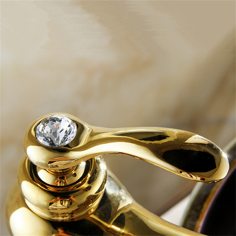Buy Brass Wash Basin Hot & Cold Basin Mixer Basin Tap Gold Color at Bathoutlet.in