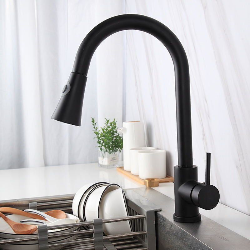 B Backline Kitchen Faucet Single Handle Pull out Kitchen Tap Single Hole 360 Rotatable Degree kitchen shower faucet Black