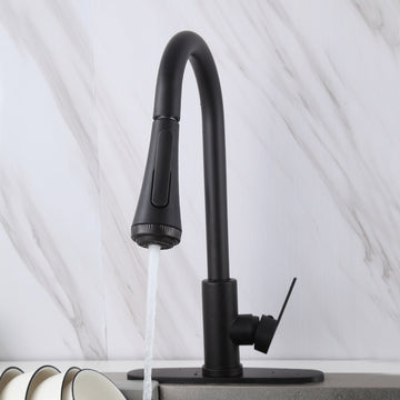B Backline Brass Kitchen Tap Faucet Pull Out Kitchen Faucet Multi Functional Tap Single Hole 360 Degree black kitchen faucet (Black)