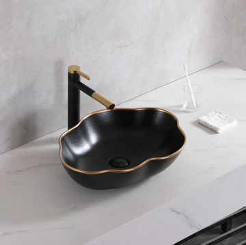 B Backline Ceramic Table Top or Counter Top Wash Basin Black Matt Color 20 x 15 x 5 Inch