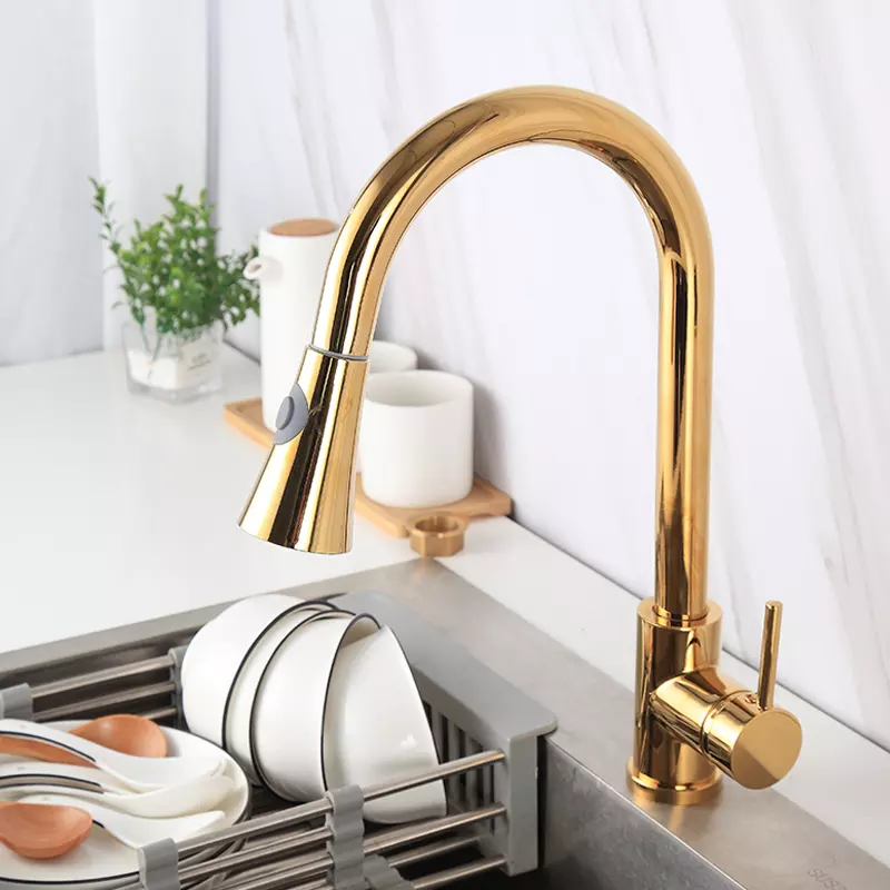 B Backline Single Lever Kitchen Sink Faucet Mixer Pull-Down Sprayer 360° Kitchen Faucet with Multi-Function Spray